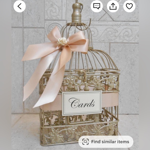 Champagne Gold  and Blush Wedding Card Box Bird Cage - Picture 1 of 3